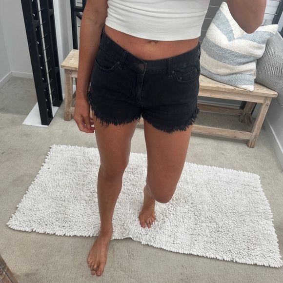 Free People We The Free Black High Waisted Denim Cutoff Shorts | Size 26 - Picture 3 of 13